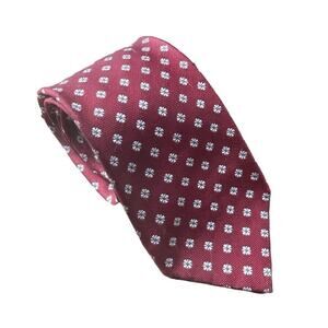 Ermenegildo Zegna Modern Floral Print Neck Tie Italy Made Silk Red Men